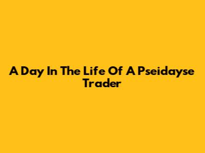 A Day In The Life Of A Pseidayse Trader