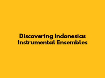 Discovering Indonesia's Instrumental Ensembles