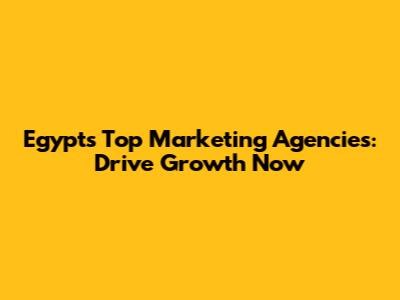 Egypt's Top Marketing Agencies: Drive Growth Now