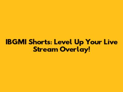 IBGMI Shorts: Level Up Your Live Stream Overlay!