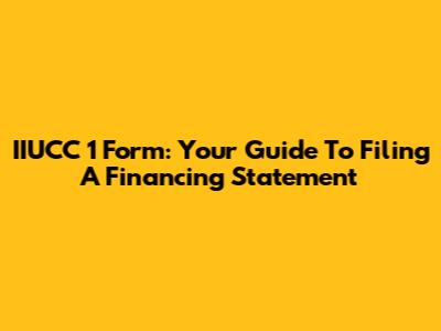 IIUCC 1 Form: Your Guide To Filing A Financing Statement