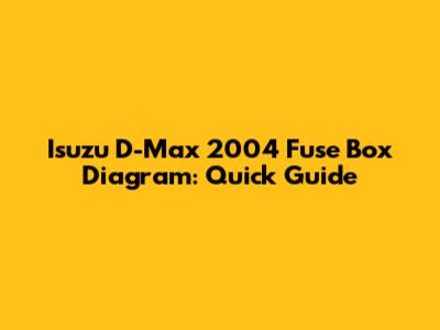 Isuzu D-Max 2004 Fuse Box Diagram: Quick Guide