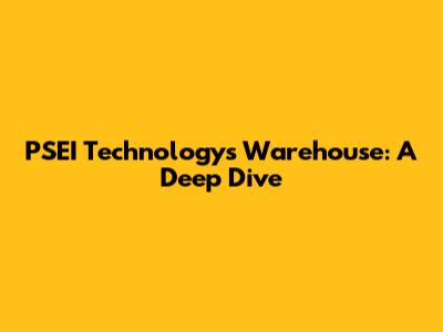 PSEI Technology's Warehouse: A Deep Dive