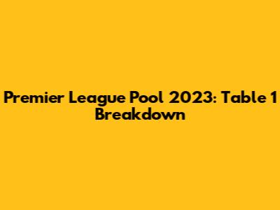 Premier League Pool 2023: Table 1 Breakdown