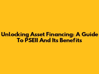 Unlocking Asset Financing: A Guide To PSEII And Its Benefits